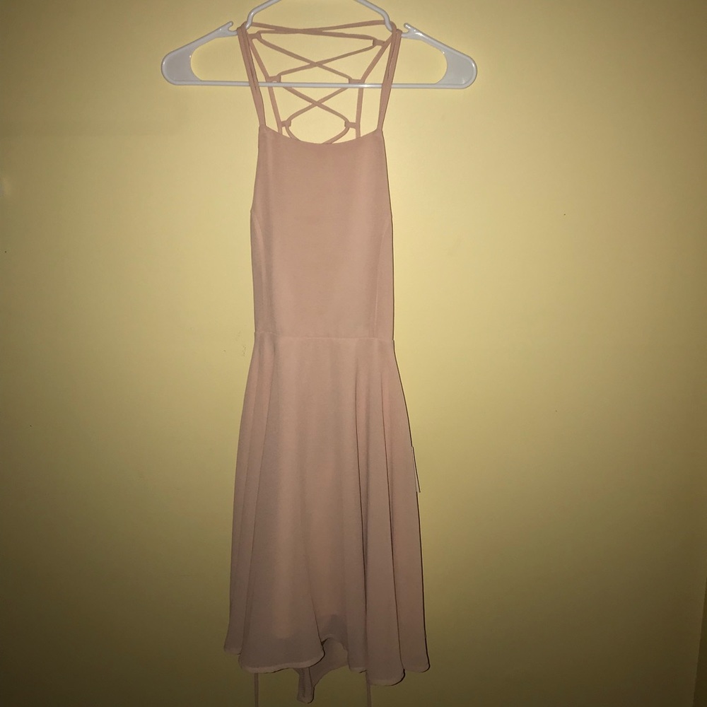 Light pink lace up dress